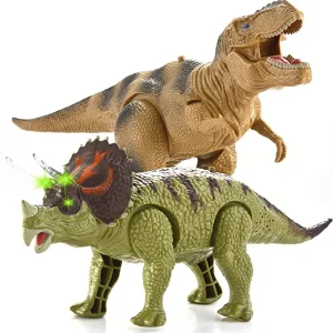 2Pcs Dinosaurs (T-rex & Triceratops)