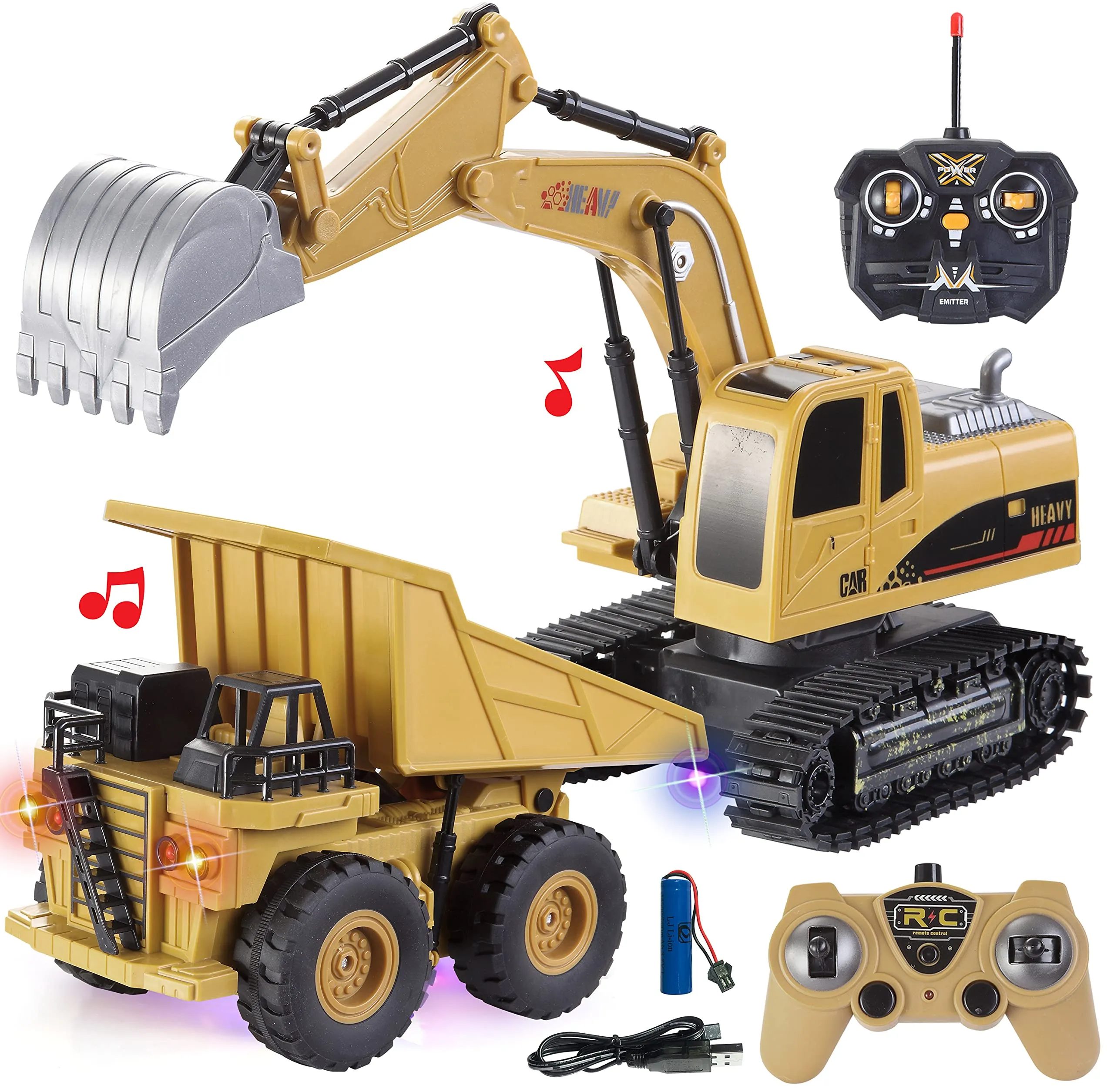 Amazing 2pcs Remote Control Construction Vehicle Toy Set