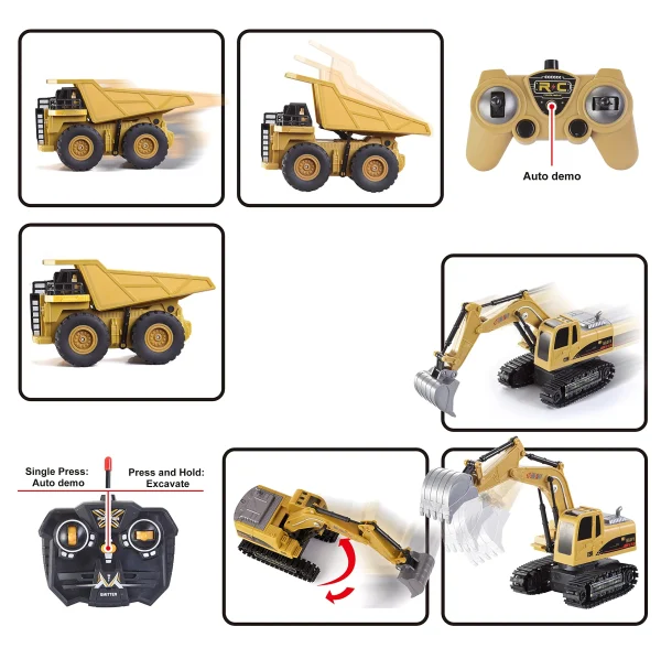 2pcs Remote Control Construction Vehicle Toy Set