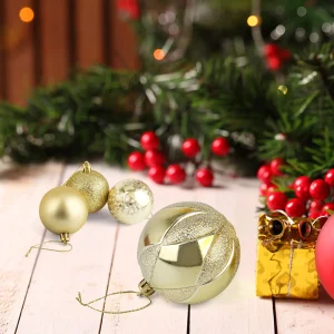 24pcs Gold Christmas Ball Ornaments 2.36in
