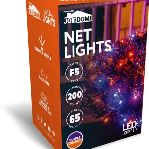 200-Count 65SQ ft LED Orange & Purple Halloween Net Lights with 8 Modes