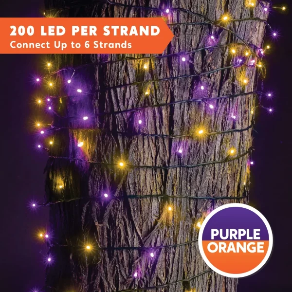 200-Count Purple and Orange LED String Lights 65.2ft