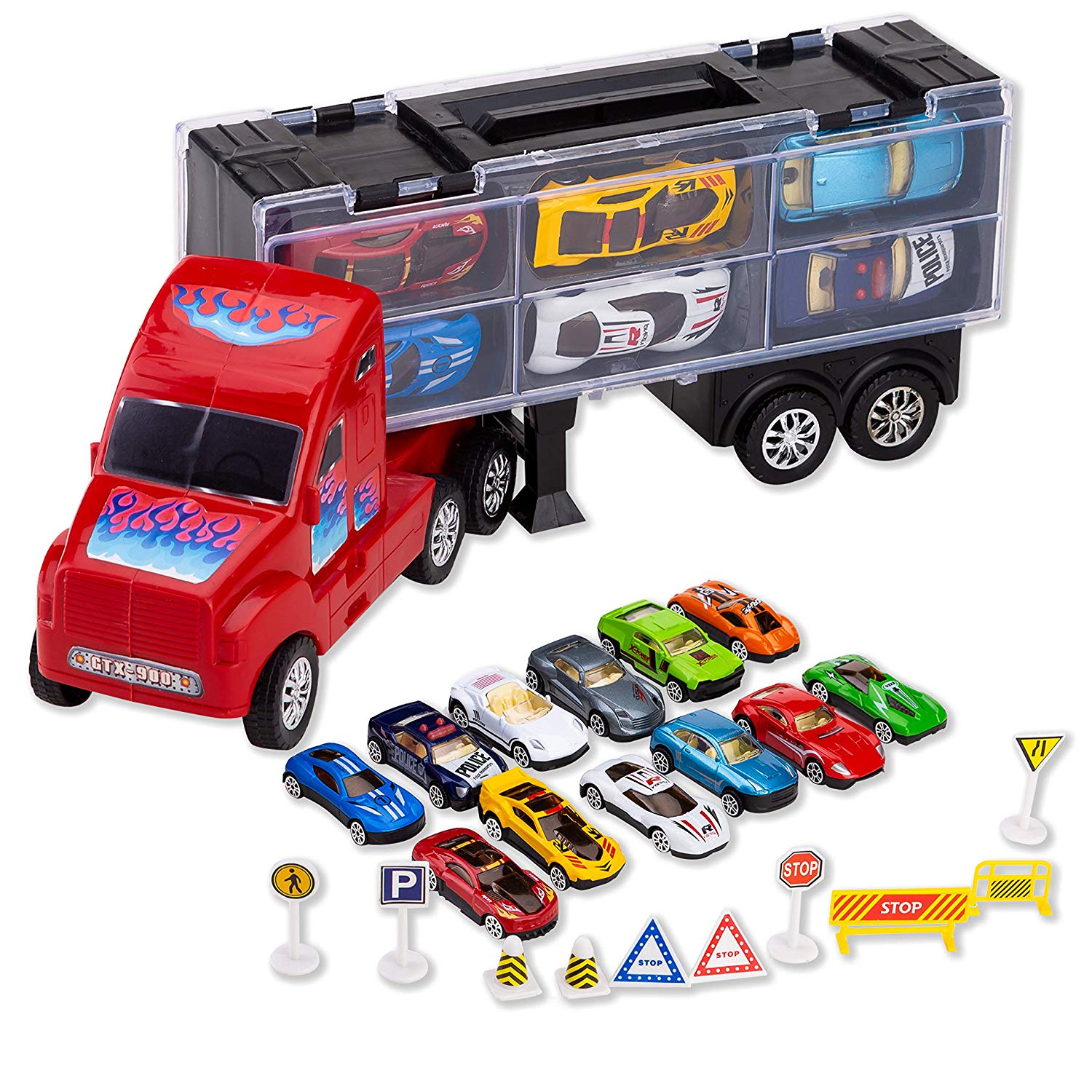 12Pcs Transport Car Carrier Truck Toy