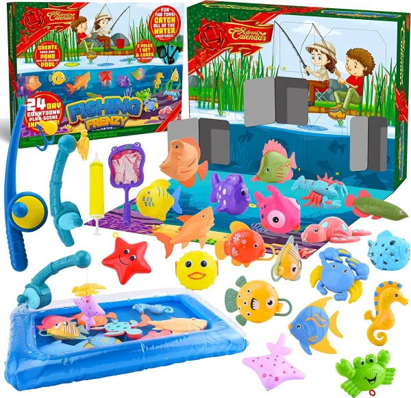 24 Days Fishing Game Pool Bath Toys Advent Calendar