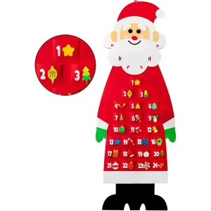 24 Days 3D Felt Santa Wall Hang Advent Calendar 3.75ft