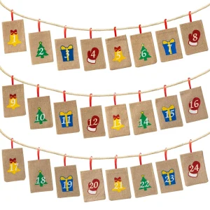 24 Days Hanging Burlap Bag Advent Calendar