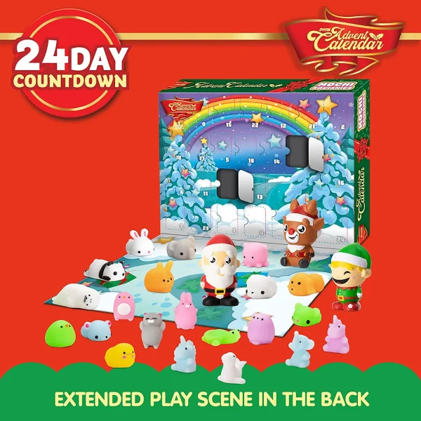 24Pcs Soft and Yielding Toys with Christmas 24 Days Countdown Advent Calendar