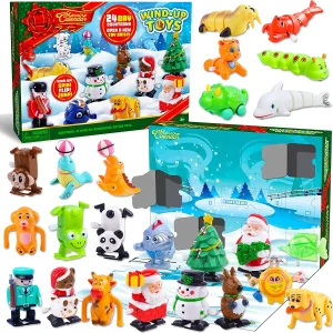2022 Christmas Countdown Advent Calendar Wind Up Toys, 24 Pcs