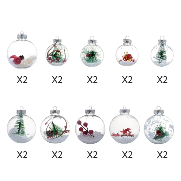 20pcs Clear Christmas Bulb Ornaments