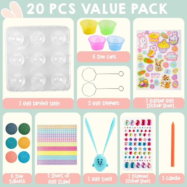 20Pcs DIY Gradient Color Easter Egg Decorating Kit