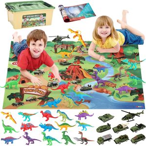 Dinosaur Figures with Booklet, Cars & Map