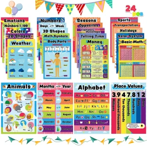 24pcs Preschool Educational Poster