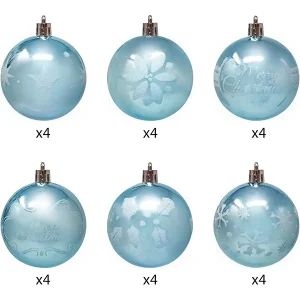 24pcs Blue Christmas Ball Ornaments 2.36in