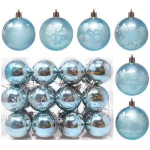 24pcs Blue Christmas Ball Ornaments 2.36in