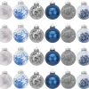 24pcs Hanging Plastic Blue Christmas Ornaments 3.15in