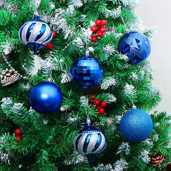 24pcs Shatterproof Baby Blue Christmas Ball Ornaments