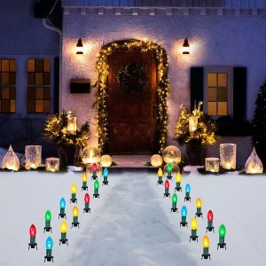 24pcs Multicolor Christmas Pathway Marker String Lights
