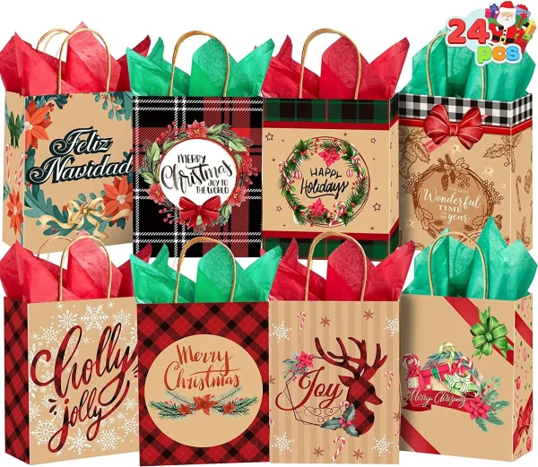 24pcs Vintage Style Kraft Paper christmas gift Bags