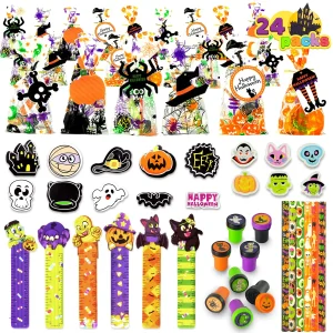 24Pcs Halloween Prefilled Skull Bucket with Party Favors