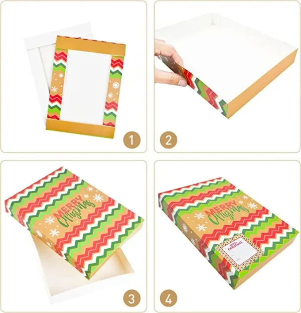 24pcs Christmas Shirt Gift Boxes with Vintage Designs