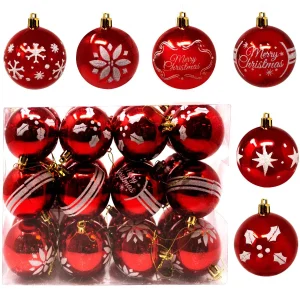 24pcs Blue Christmas Ball Ornaments with Glitters