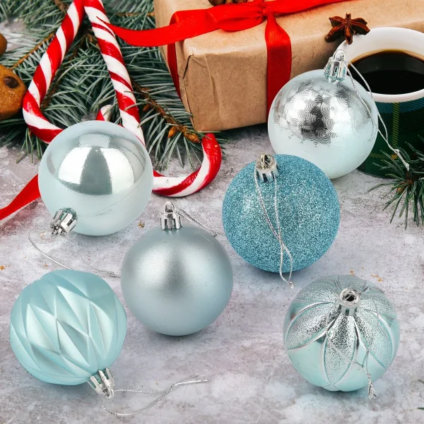 24pcs Teal Christmas Ball Ornaments