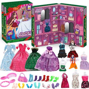 2021 Christmas Advent Calendar with Doll Dress Up Clothes and Accessories Set