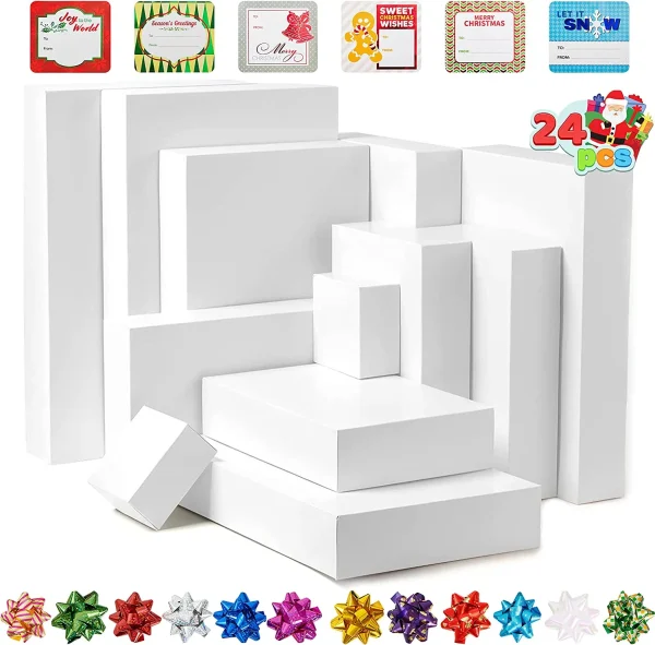 24pcs Assorted White Paper Christmas Shirt Gift Collection Set