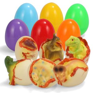 Pre-filled Traditional Themed Eggs With Light-up Bath Dinosaur Toys, 6 Pcs