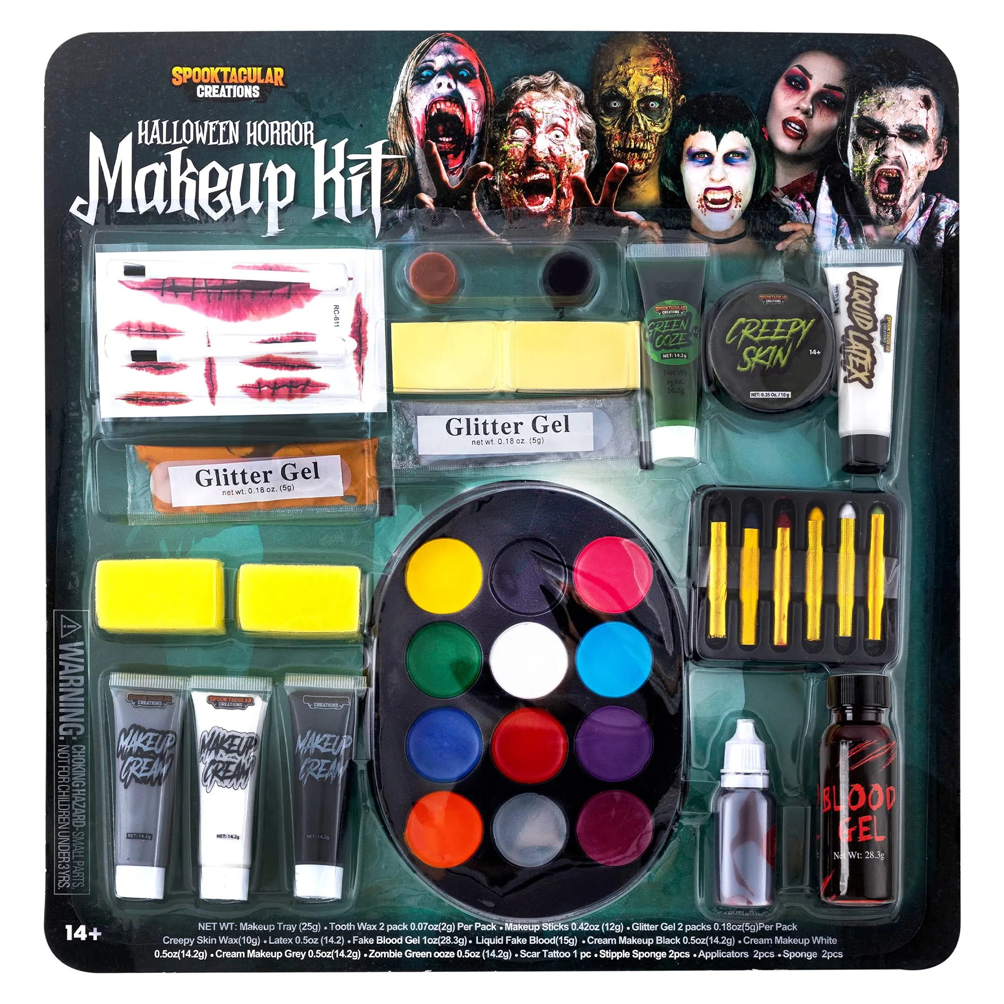 Glow in the Dark Glitter Skeleton Makeup Kit