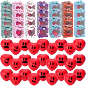 27Pcs Heart Shaped Squishy Balls with Valentines 3D Box