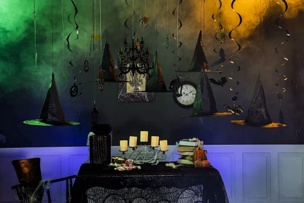 27Pcs Halloween Hanging Swirl Decorations and Witch Hats