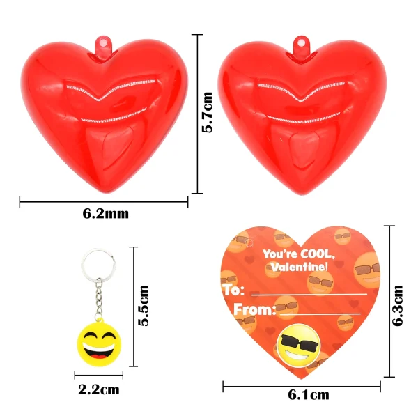 28Pcs Iconic Expression Keychain Filled Hearts with Valentines Day Cards