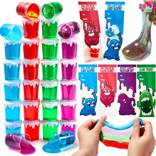 28Pcs Kids Valentines Cards for Kids with Slime Toy-Classroom Exchange Gifts (7)