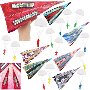 28Pcs Paper Planes with Parachute Toy Set for Kids