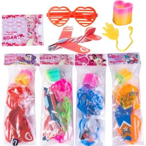 28Pcs Assorted Novelty Toy Set with Valentines Day Cards for Kids-Classroom Exchange Gifts