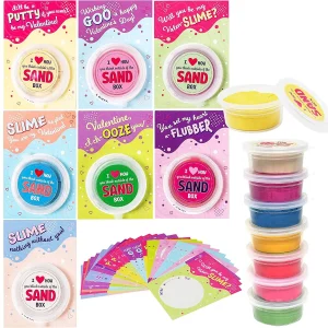 28Pcs Valentines Sand Slime with Valentines Day Cards