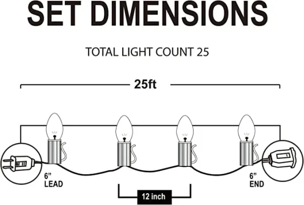 2x25 LED C7 Multicolor Led String Lights