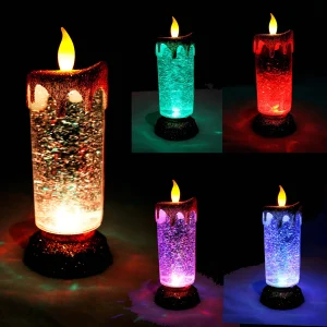 2pcs Flameless Led Candles With Glitter Swirls