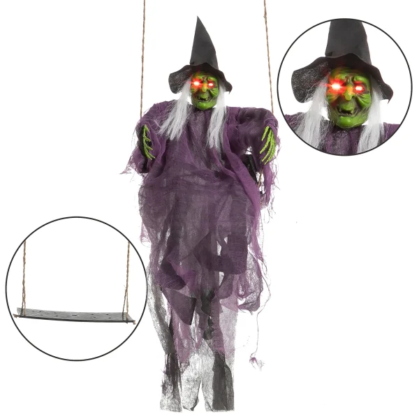 2Pcs Halloween Lighted Swinging Pumpkin and Witch