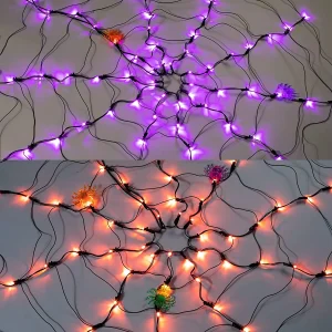 2pcs Halloween Spider Web Lights