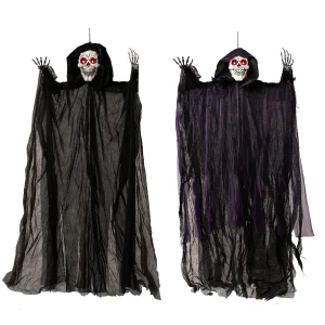 2Pcs Hanging Grim Reaper with Glowing Eyes