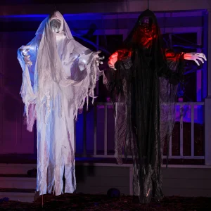 2Pcs Lighted Hanging Faceless Ghosts 48in