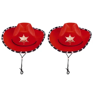 2Pcs Red Cowboy Hats Cosplay Accessories