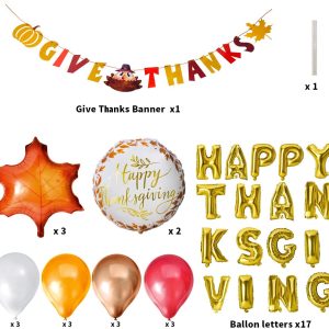 Give Thanks Banner with Letter Balloon, 35 Pcs