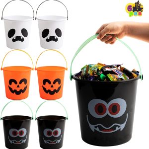 6pcs Trick Or Treat Halloween Candy Bucket