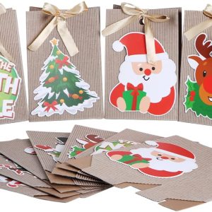 Paper Gift Bags with Silk Ribbon, 24 Pcs