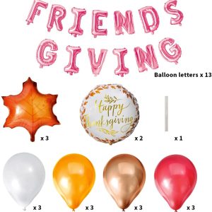 Friendsgiving Balloon Letters with Maple and Graphic Combo Balloons