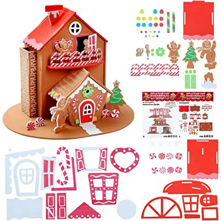 6 Sets Christmas Craft Kit Christmas Gingerbread House Kit Sets of  Christmas Craft House Make-a-Gingerbread House Craft for Boy Girl Christmas  Party