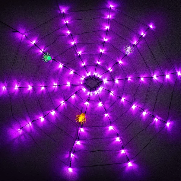 2pcs Halloween Spider Web Lights